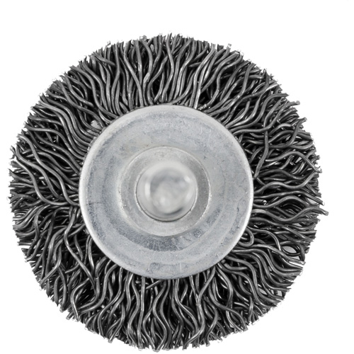 126 Shaft Mounted Crimped Radial Brush, 1-1/2", 0.02" Fill, 1/4" Shank Equipex