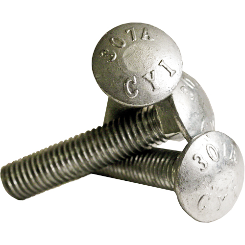 Carriage Bolt Full thread, 5/16" x 2-1/2" L, Galvanized, Coarse Equipex