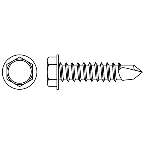 T&ecirc;te hexagonale &agrave; embase autoforeuse, #10 x 3/4" lo, Acier inoxydable Equipex