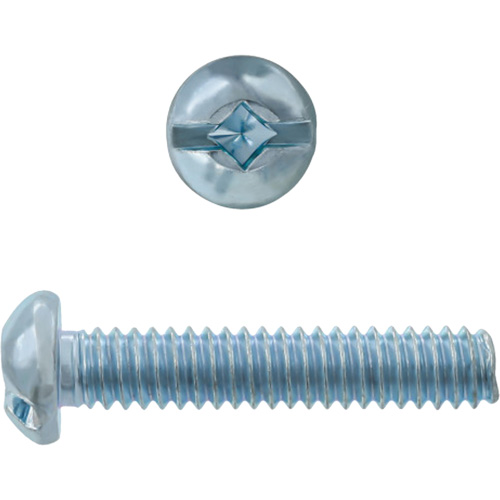 Round Square/Slot HD Machine Screws, #6 x 3" L, Zinc Plated Equipex