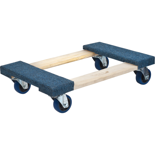 Carpeted Ends Hardwood Dolly, Wood Frame, 18" W x 24" L, 1400 lbs. Capacity Equipex