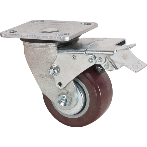 Roulette, Pivotant avec frein, 4" (101,6 mm), Polyur&eacute;thane,  Equipex
