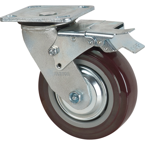 Caster, Swivel with Brake, 6" (152.4 mm), Polyurethane, 850 lbs. (385 kg.) Equipex