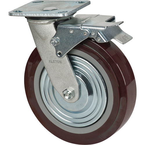 Roulette, Pivotant avec frein, 8" (203,2 mm), Polyur&eacute;thane, 1000 lb (453,6 kg) Equipex