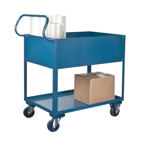 Deep Lipped Service Cart, 2 Tiers, 24" W x 47" H x 36" D, 1200 lbs. Capacity Equipex