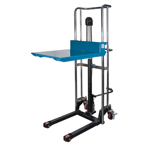Gerbeur hydraulique &agrave; plateforme, M&eacute;canisme Pompe au pied, Capacit&eacute; de 880 lb, Levage max de 60" Equipex
