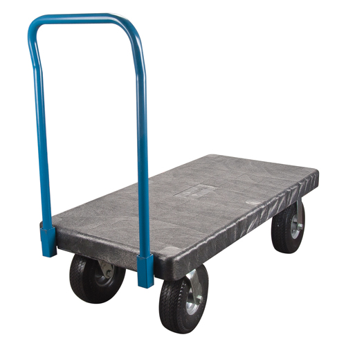 Chariots &agrave; plateforme en plastique, 48" lo x 24" la, 1000 lb cap, Roues Anticrevaison Equipex