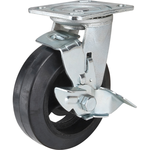 Mold-on Caster, Swivel with Brake, 6" (152.4 mm), Rubber, 550 lbs. (249 kg.) Equipex