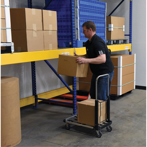 Chariot &agrave; plateforme repliable, Acier inoxydable, 300 lb, 28" lo x 16" la, Hauteur 33-1/2" Equipex