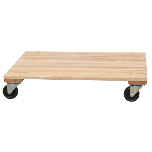 Solid Platform Wood Dolly, Rubber Wheels, 1200 lbs. Capacity, 18" W x 30" D x 7" H Equipex