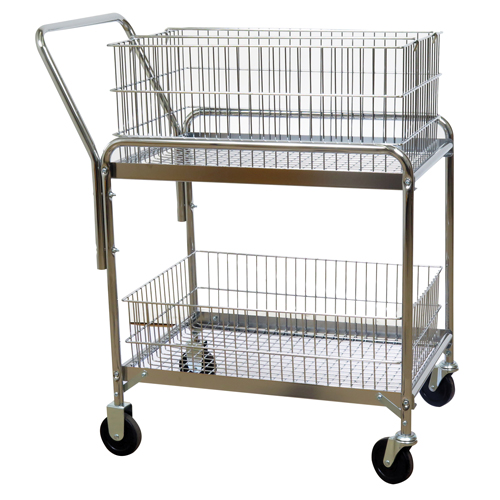 Chariot de bureau en treillis m&eacute;tallique pour le courrier, 200 lb Capacit&eacute;, Chrome, 20" p x 33" la x 37-1/2" h, Chrom&eacute; Equipex