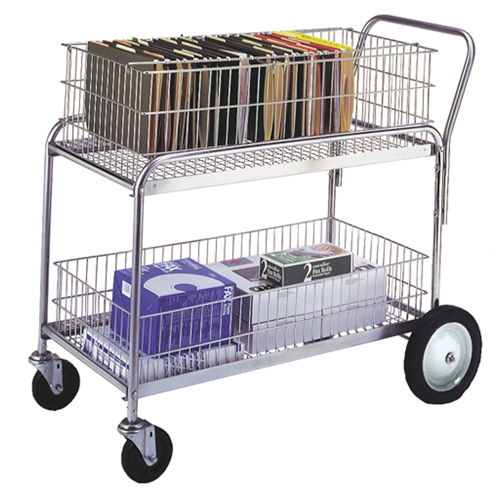 Chariot de bureau en treillis m&eacute;tallique pour le courrier, 250 lb Capacit&eacute;, Chrome, 23-3/4" p x 43" la x 38-1/2" h, Chrom&eacute; Equipex