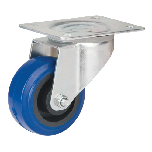 Roulette bleue, Pivotant, 3" (76 mm), Caoutchouc, 285 lb (129 kg) Equipex