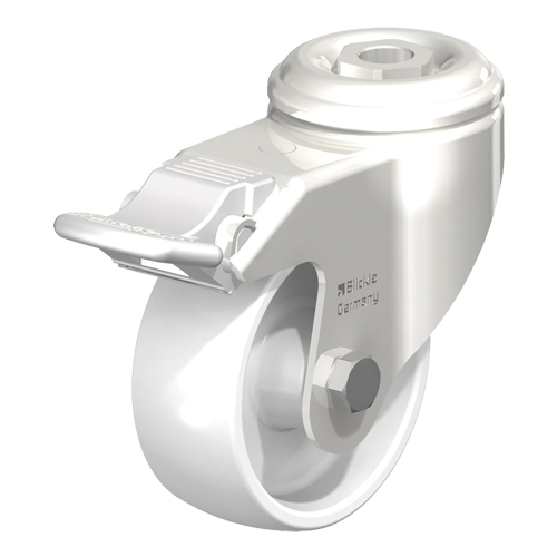 Roulette en nylon r&eacute;sistant aux chocs, Pivotant avec frein, Diam&egrave;tre 5" (127 mm), Capacit&eacute; 265 lb (120 kg) Equipex