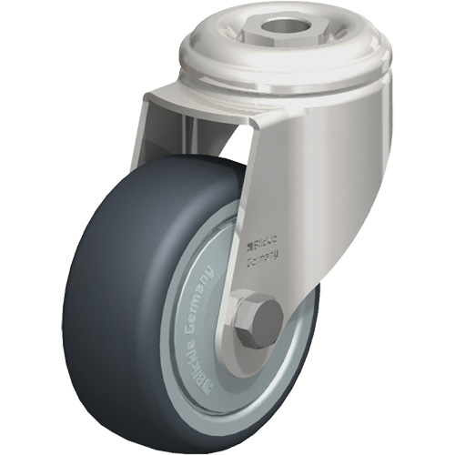 Roulette en &eacute;lastom&egrave;re thermoplastique acier inoxydable, Pivotant, Diam&egrave;tre 3-1/8" (79,5 mm), Capacit&eacute; 220 lb (100 kg) Equipex