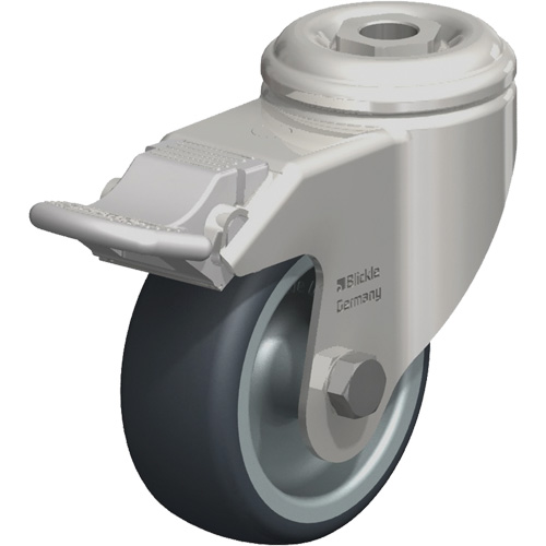 Roulette en &eacute;lastom&egrave;re thermoplastique acier inoxydable, Pivotant avec frein, Diam&egrave;tre 3-1/8" (79,5 mm), Capacit&eacute; 220 lb (100 kg) Equipex