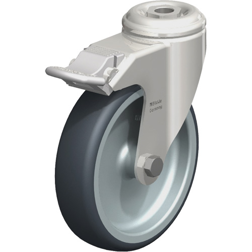Roulette en &eacute;lastom&egrave;re thermoplastique acier inoxydable, Pivotant avec frein, Diam&egrave;tre 5" (127 mm), Capacit&eacute; 265 lb (120 kg) Equipex