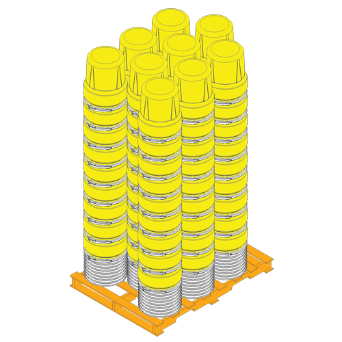 Baril emboîtable en poly&eacute;thyl&egrave;ne, 10 gal. US (8,33 gal. imp.), Dessus ouvert, Jaune Equipex