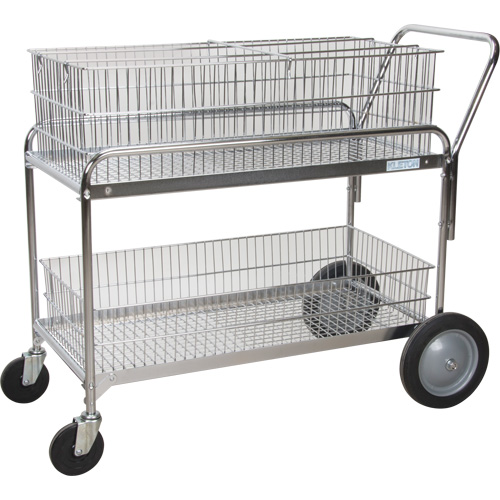Chariot de bureau en treillis m&eacute;tallique pour le courrier, 250 lb Capacit&eacute;, Chrome, 23" p x 42" la x 38" h, Chrom&eacute; Equipex