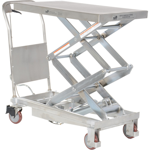 Manual Hydraulic Scissor Lift Table, 35-1/2" L x 20" W, Partial Stainless Steel, 800 lbs. Capacity Equipex