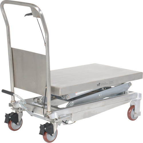 Manual Hydraulic Scissor Lift Table, 35-1/2" L x 20" W, Partial Stainless Steel, 800 lbs. Capacity Equipex