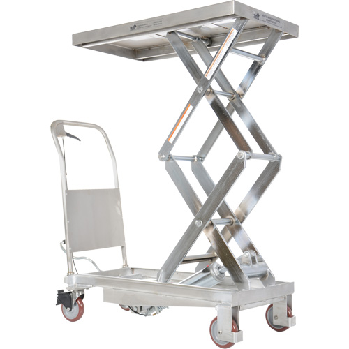 Manual Hydraulic Scissor Lift Table, 35-1/2" L x 20" W, Partial Stainless Steel, 800 lbs. Capacity Equipex