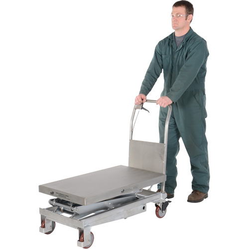 Manual Hydraulic Scissor Lift Table, 35-1/2" L x 20" W, Partial Stainless Steel, 800 lbs. Capacity Equipex