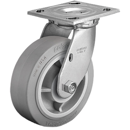 Roulette avec plaque, Pivotant, 4" (101,6 mm), Caoutchouc, 225 lb (102 kg) Equipex