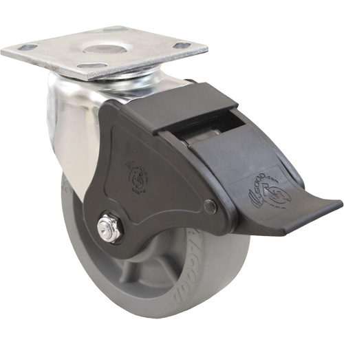 Roulette Emaxx, Pivotant avec frein, 4" (101,6 mm), Envirothane, 1000 lb (453,6 kg) Equipex