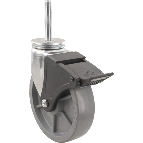 Roulette Emaxx Envirothane, Pivotant avec frein, Diam&egrave;tre 5" (127 mm), Capacit&eacute; 1000 lb (453,6 kg) Equipex