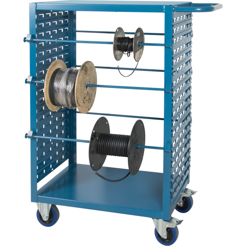 Mobile Wire Spool Cart, Steel, 6 Rod, 21" W x 48" H x 38" D, 1200 lbs. Capacity Equipex