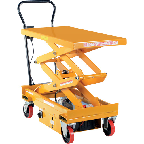 DC Powered Hydraulic Scissor Lift Elevating Cart, Steel, 39-3/4" L x 20-1/2" W, 1000 lbs. Capacity Equipex