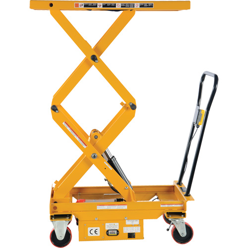 DC Powered Hydraulic Scissor Lift Elevating Cart, Steel, 39-3/4" L x 20-1/2" W, 1000 lbs. Capacity Equipex