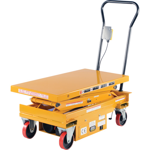 DC Powered Hydraulic Scissor Lift Elevating Cart, Steel, 39-3/4" L x 20-1/2" W, 1000 lbs. Capacity Equipex