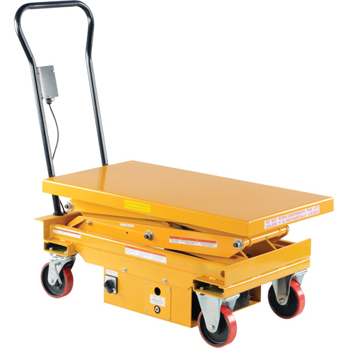 DC Powered Hydraulic Scissor Lift Elevating Cart, Steel, 39-3/4" L x 20-1/2" W, 1000 lbs. Capacity Equipex
