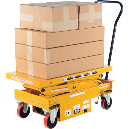 DC Powered Hydraulic Scissor Lift Elevating Cart, Steel, 39-3/4" L x 20-1/2" W, 1000 lbs. Capacity Equipex