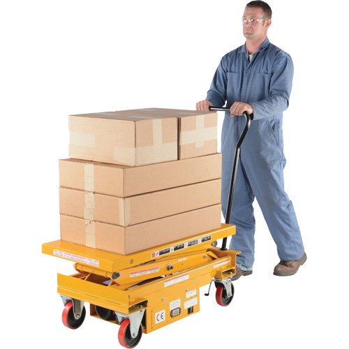 DC Powered Hydraulic Scissor Lift Elevating Cart, Steel, 39-3/4" L x 20-1/2" W, 1000 lbs. Capacity Equipex