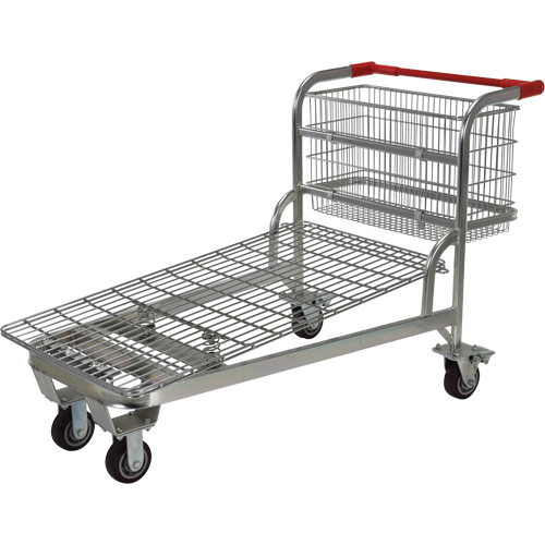 Nestable Wire Cart, Steel, 28-3/4" x 37-1/16" x 59-5/8", 275 lbs. Capacity Equipex