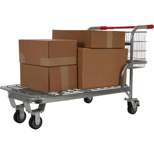 Nestable Wire Cart, Steel, 28-3/4" x 37-1/16" x 59-5/8", 275 lbs. Capacity Equipex