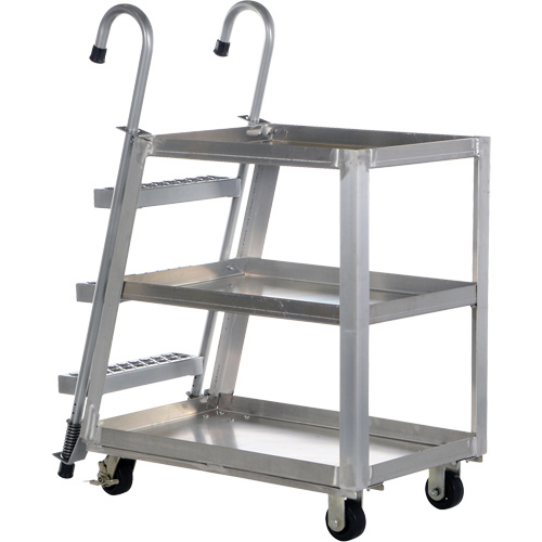 Chariot de pr&eacute;l&egrave;vement de stock, Aluminium, 21-7/8" la x 40" p, 3 tablettes, Capacit&eacute; 660 lb Equipex