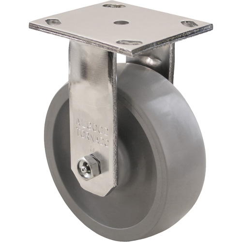 Max9 Caster, Rigid with Brake, 5" (127 mm), Envirothane Grey-WOW, 1000 lbs. (453.6 kg.) Equipex