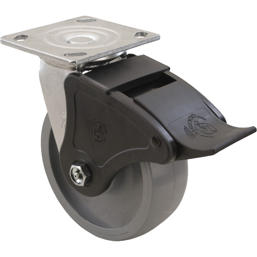 Max9 Caster, Swivel, 6" (152.4 mm), Envirothane Grey-WOW, 1100 lbs. (498.95 kg.) Equipex