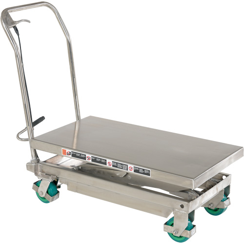 Manual Hydraulic Scissor Lift Table, 36-1/4" L x 19-3/8" W, Stainless Steel, 600 lbs. Capacity Equipex