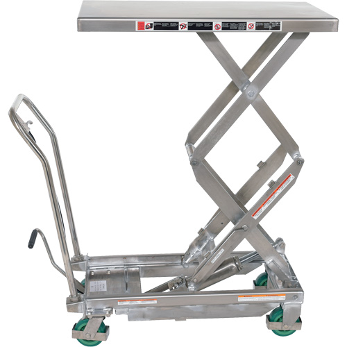 Manual Hydraulic Scissor Lift Table, 36-1/4" L x 19-3/8" W, Stainless Steel, 600 lbs. Capacity Equipex
