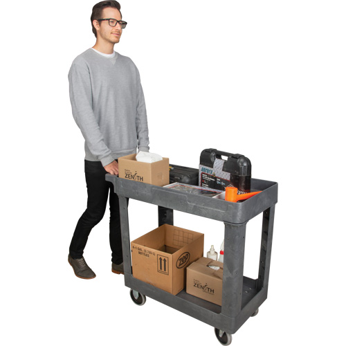 Chariot utilitaire pour l'entretien, 2 tiers, 16-1/2" x 32-1/2" x 34-1/2", Capacit&eacute; 550 lb Equipex