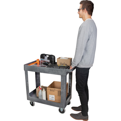 Chariot utilitaire pour l'entretien, 2 tiers, 16-1/2" x 32-1/2" x 34-1/2", Capacit&eacute; 550 lb Equipex