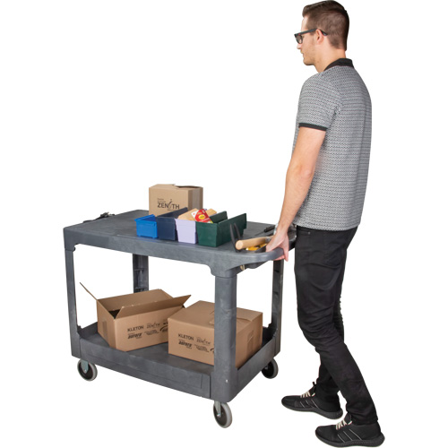 Chariot utilitaire pour l'entretien avec tablette plate, 2 tiers, 25-1/4" x 32-1/4" x 44", Capacit&eacute; 550 lb Equipex