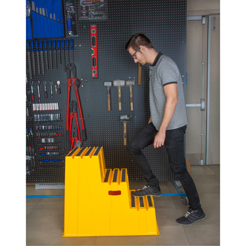 Industrial Step Stool, 3 Steps, 34-13/16" x 22-7/16" x 28-1/2" High Equipex