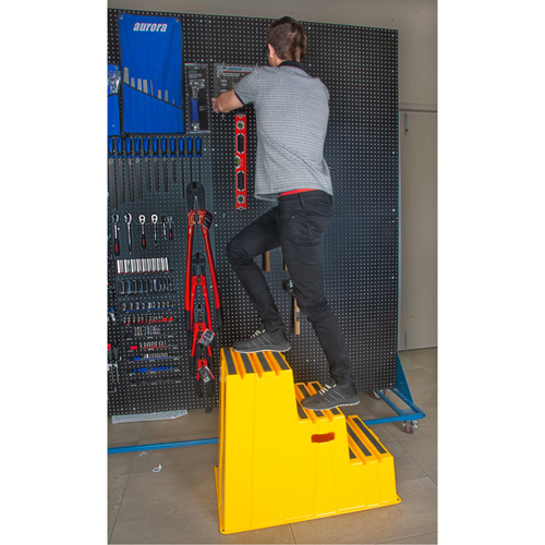 Industrial Step Stool, 3 Steps, 34-13/16" x 22-7/16" x 28-1/2" High Equipex