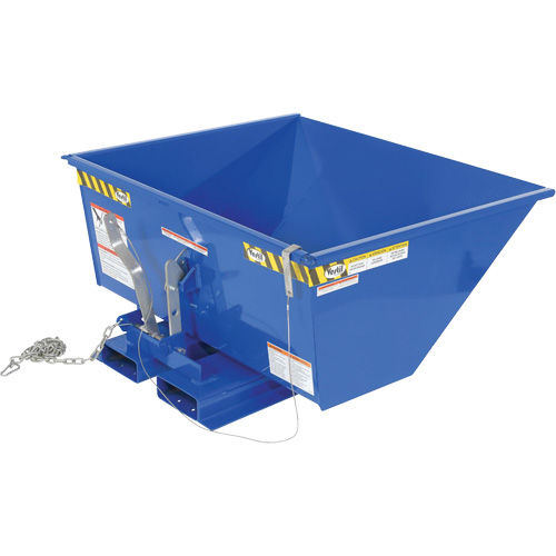 Low Profile D-Style Self Dumping Hopper, Steel, 1/2 cu.yd., Blue Equipex